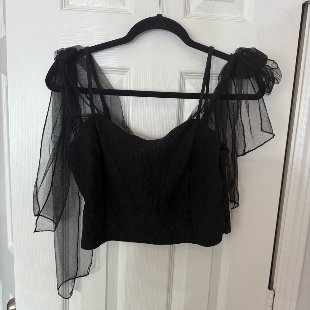 Altar’d State Black Sheer Sleeve Top